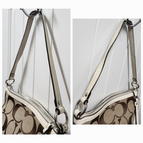 COACH Signature Brown/tan Jacquard Canvas and Patent Leather Zip Tote - Picture 13 of 16